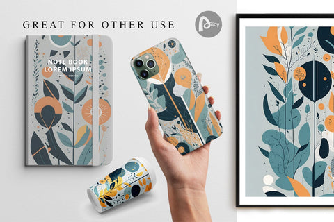 Digital Paper Boho Organic Shape Digital Pattern artnoy 