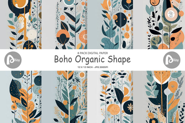 Digital Paper Boho Organic Shape Digital Pattern artnoy 