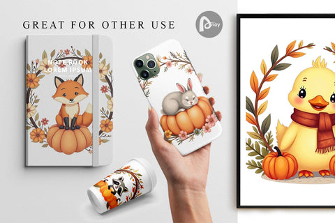 Digital Paper Boho Pumpkin Critters Digital Pattern artnoy 