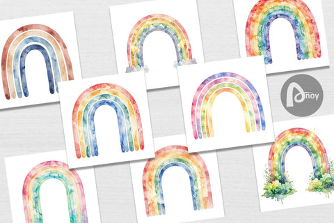 Digital Paper Boho Rainbow Abstract Digital Pattern artnoy 