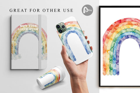 Digital Paper Boho Rainbow Abstract Digital Pattern artnoy 