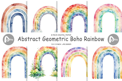 Digital Paper Boho Rainbow Abstract Digital Pattern artnoy 