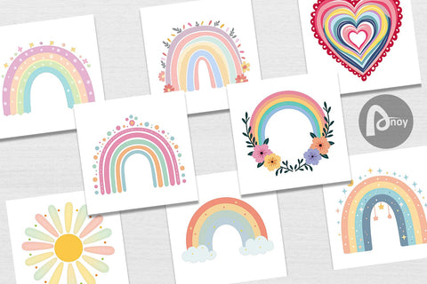 Digital Paper Boho Rainbow Pastels Digital Pattern artnoy 