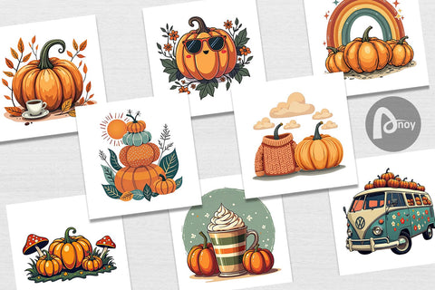 Digital Paper Boho Retro Pumpkin Digital Pattern artnoy 