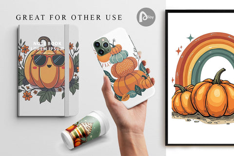 Digital Paper Boho Retro Pumpkin Digital Pattern artnoy 