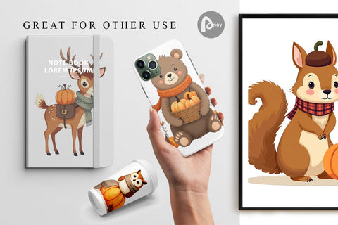 Digital Paper Boho Woodland Animals Digital Pattern artnoy 