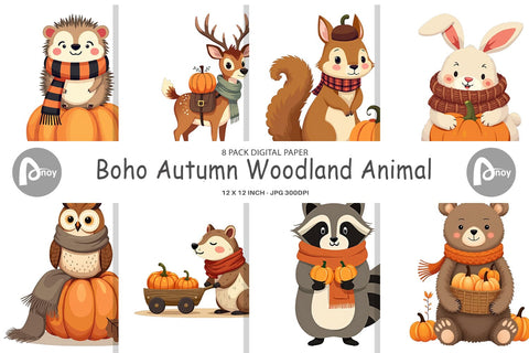 Digital Paper Boho Woodland Animals Digital Pattern artnoy 