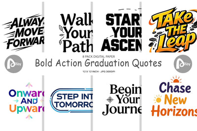 Digital Paper Bold Action Graduation Quotes Digital Pattern artnoy 