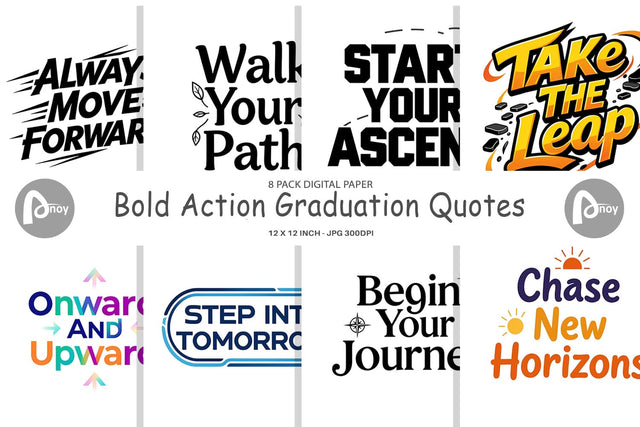 Digital Paper Bold Action Graduation Quotes Digital Pattern artnoy 