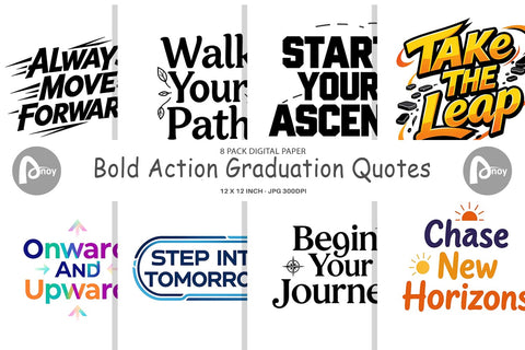 Digital Paper Bold Action Graduation Quotes Digital Pattern artnoy 