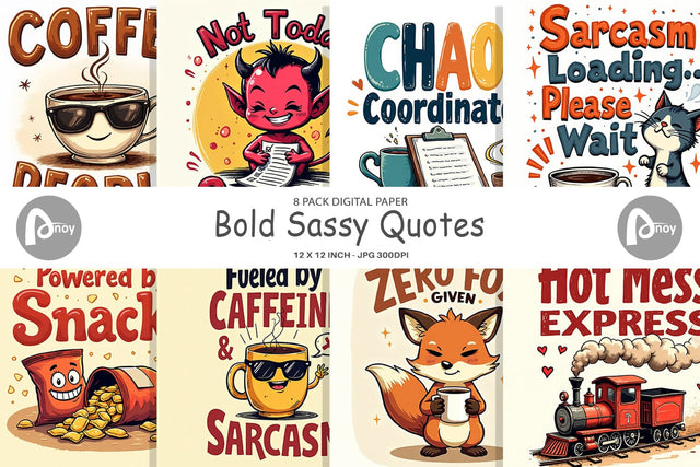 Digital Paper Bold Sassy Quotes Digital Pattern artnoy 