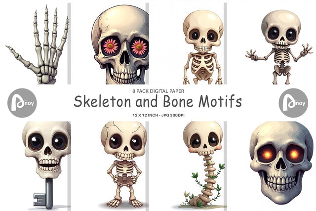 Digital Paper Bone Motifs Digital Pattern artnoy 