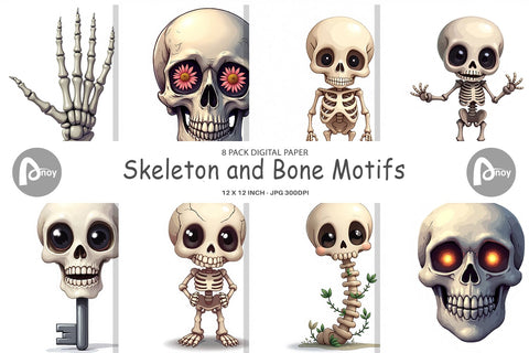 Digital Paper Bone Motifs Digital Pattern artnoy 