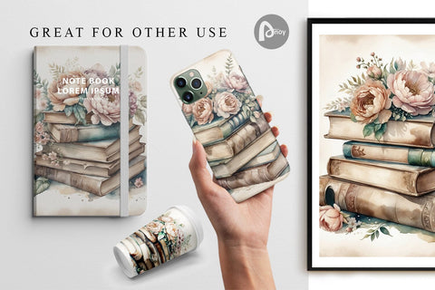 Digital Paper Book Stack Digital Pattern artnoy 