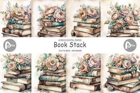 Digital Paper Book Stack Digital Pattern artnoy 
