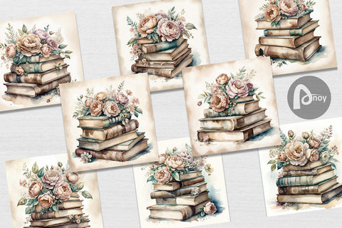 Digital Paper Book Stack Digital Pattern artnoy 