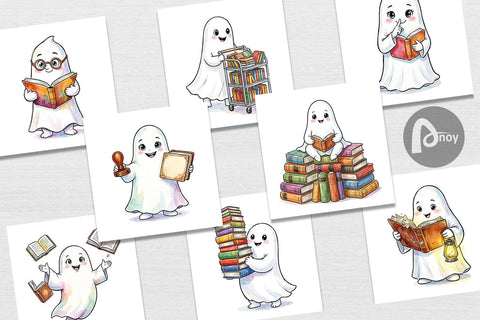 Digital Paper Bookish Librarian Ghost Art Sublimation artnoy 