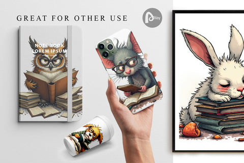 Digital Paper Bookworm Critters Digital Pattern artnoy 