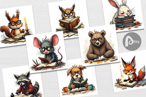 Digital Paper Bookworm Critters Digital Pattern artnoy 