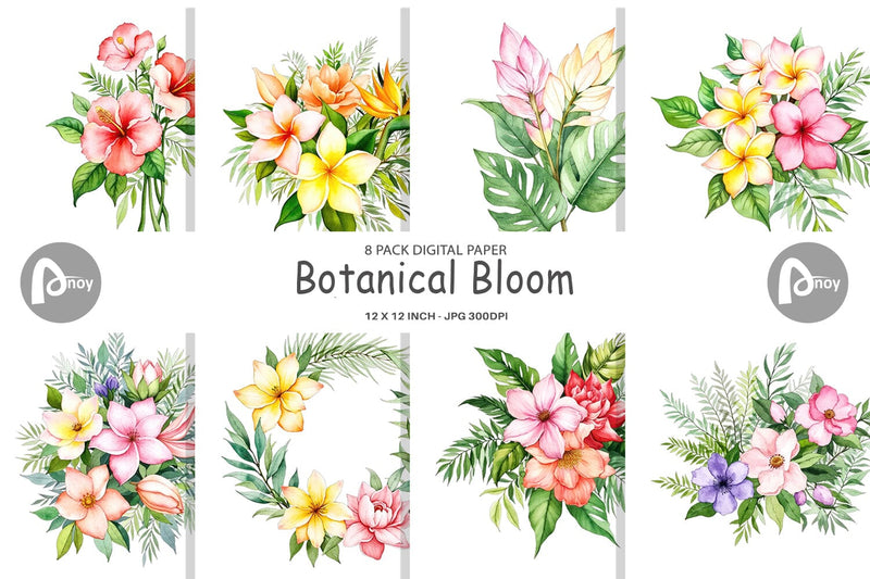 Digital Paper Botanical Bloom Digital Pattern artnoy 