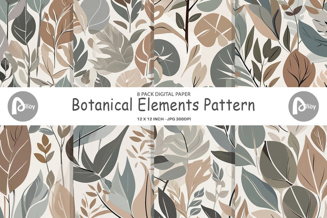 Digital Paper Botanical Elements Pattern Digital Pattern artnoy 