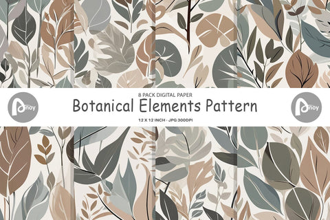 Digital Paper Botanical Elements Pattern Digital Pattern artnoy 