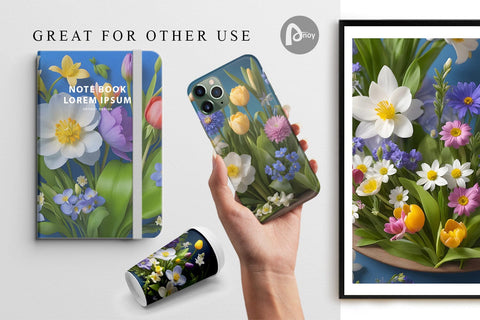 Digital Paper Botanical Spring Flowers Digital Pattern artnoy 