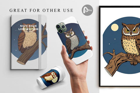 Digital Paper Branch Owl Digital Pattern artnoy 