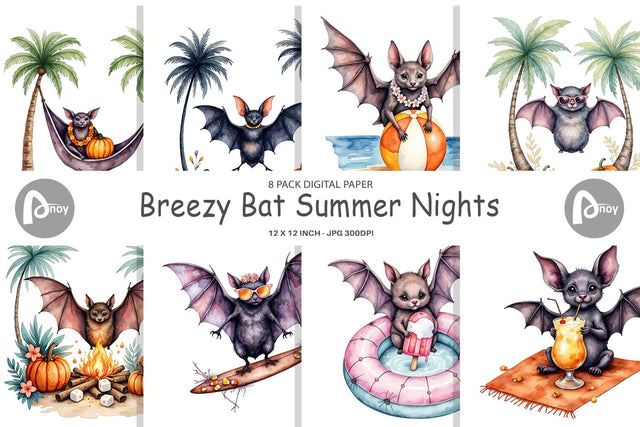 Digital Paper Breezy Bat Nights Digital Pattern artnoy 