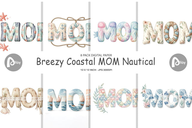 Digital Paper Breezy Coastal MOM Nautical Digital Pattern artnoy 