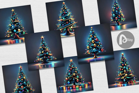 Digital Paper Bright Christmas Tree Digital Pattern artnoy 
