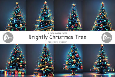 Digital Paper Bright Christmas Tree Digital Pattern artnoy 
