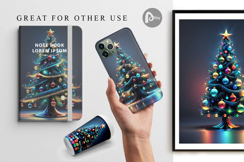 Digital Paper Bright Christmas Tree Digital Pattern artnoy 
