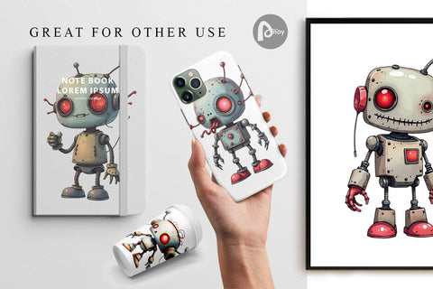 Digital Paper Broken Bot Digital Pattern artnoy 