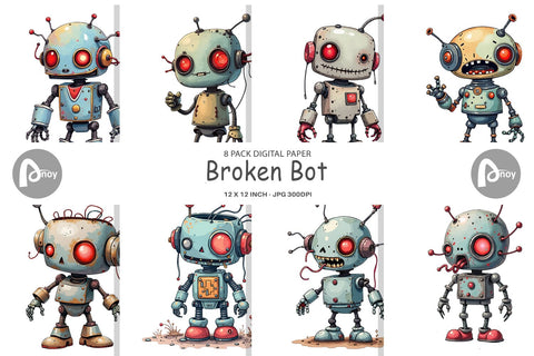 Digital Paper Broken Bot Digital Pattern artnoy 