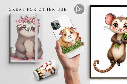 Digital Paper Bug-Eyed Spring Bloomers Watercolor Digital Pattern artnoy 