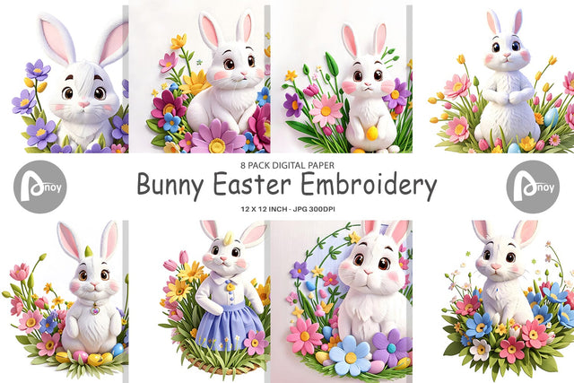 Digital Paper Bunny Easter Embroidery Digital Pattern artnoy 