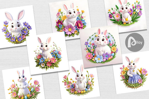 Digital Paper Bunny Easter Embroidery Digital Pattern artnoy 