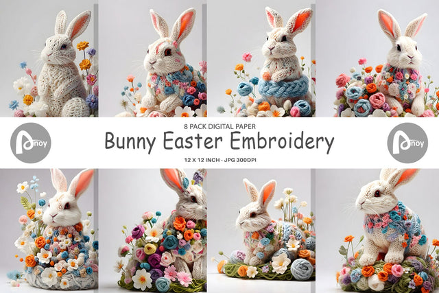 Digital Paper Bunny Easter Embroidery Digital Pattern artnoy 