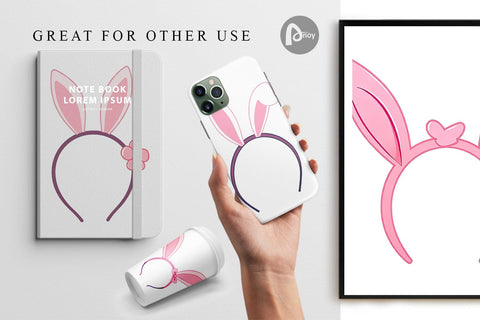 Digital Paper Bunny Headband Digital Pattern artnoy 