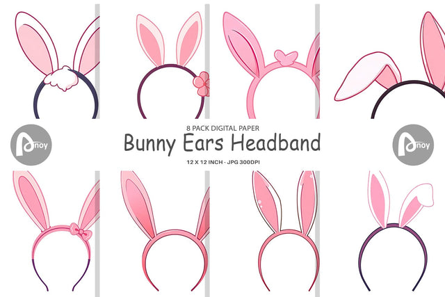 Digital Paper Bunny Headband Digital Pattern artnoy 