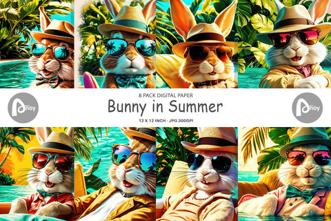 Digital Paper Bunny in Summer Sublimation artnoy 