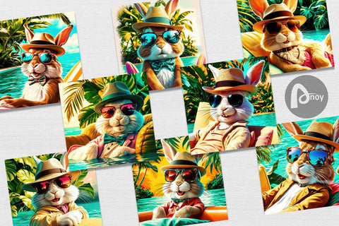 Digital Paper Bunny in Summer Sublimation artnoy 