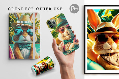 Digital Paper Bunny in Summer Sublimation artnoy 