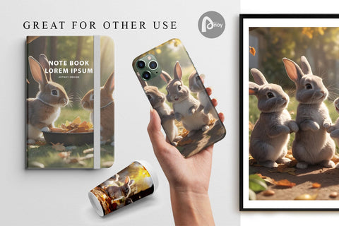 Digital Paper Bunny on Summer Digital Pattern artnoy 