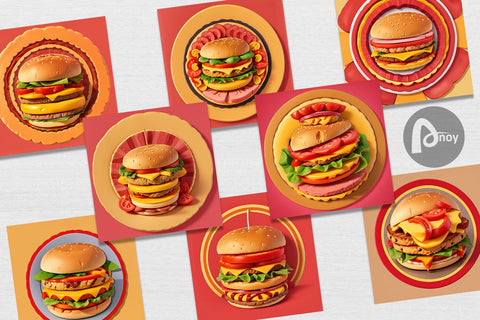 Digital Paper Burger Sandwiches Digital Pattern artnoy 