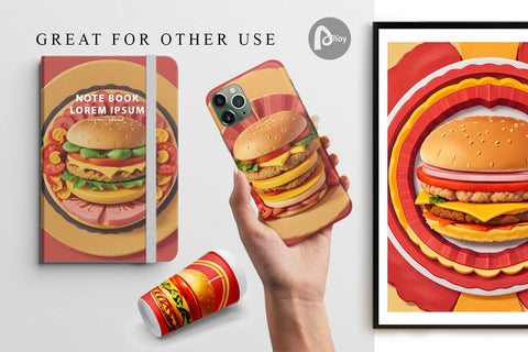 Digital Paper Burger Sandwiches Digital Pattern artnoy 