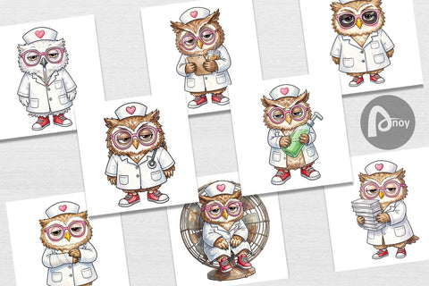 Digital Paper Burnout Owl Nurse Lifestyle Sublimation artnoy 