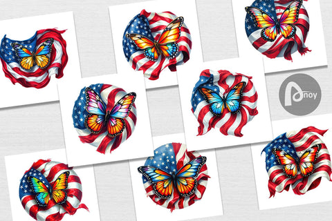 Digital Paper Butterfly 4th of July Digital Pattern artnoy 