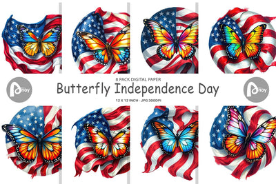 Digital Paper Butterfly 4th of July Digital Pattern artnoy 